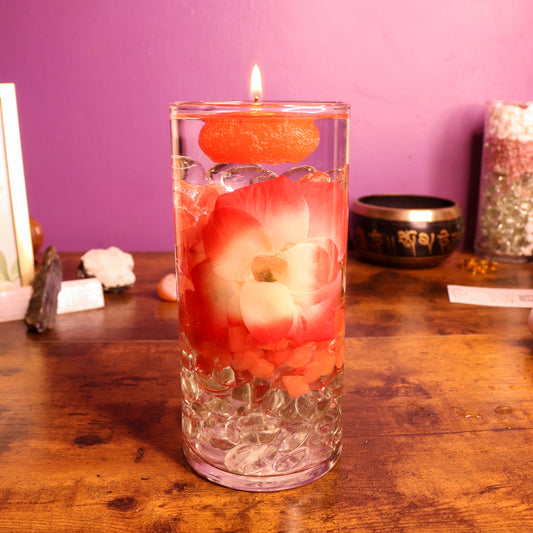Cherry Quartz: Hot Pink and White Rose Candle