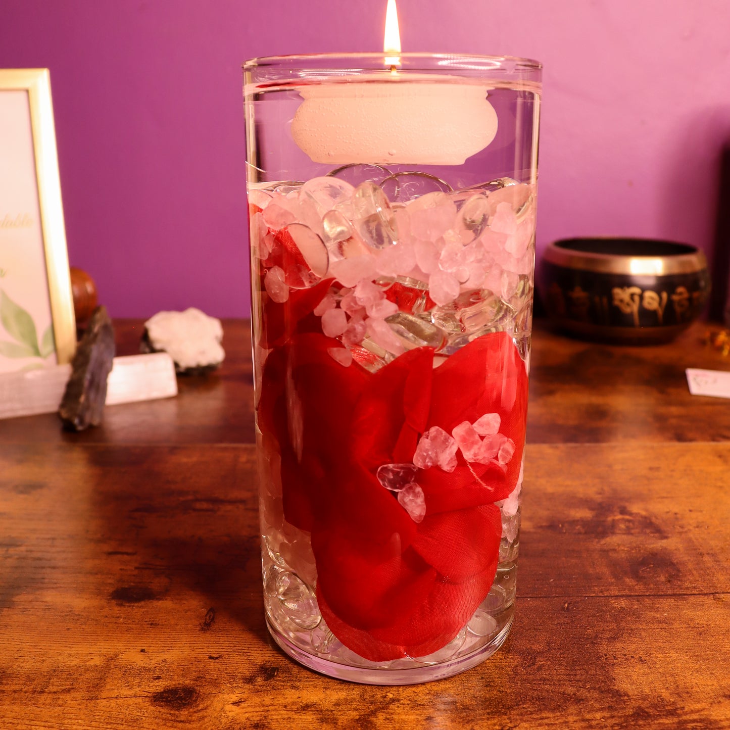 Rose Quartz: Red rose Candle