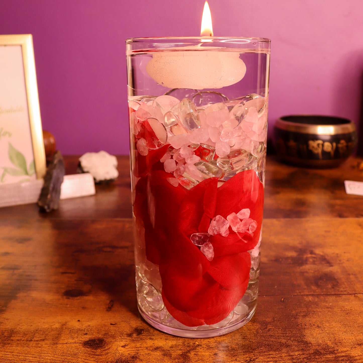 Rose Quartz: Red rose Candle